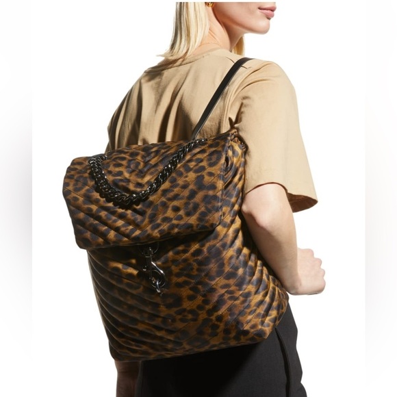 Rebecca Minkoff Edie Leopard Backpack NWT Quilted Chain Bag main image 10